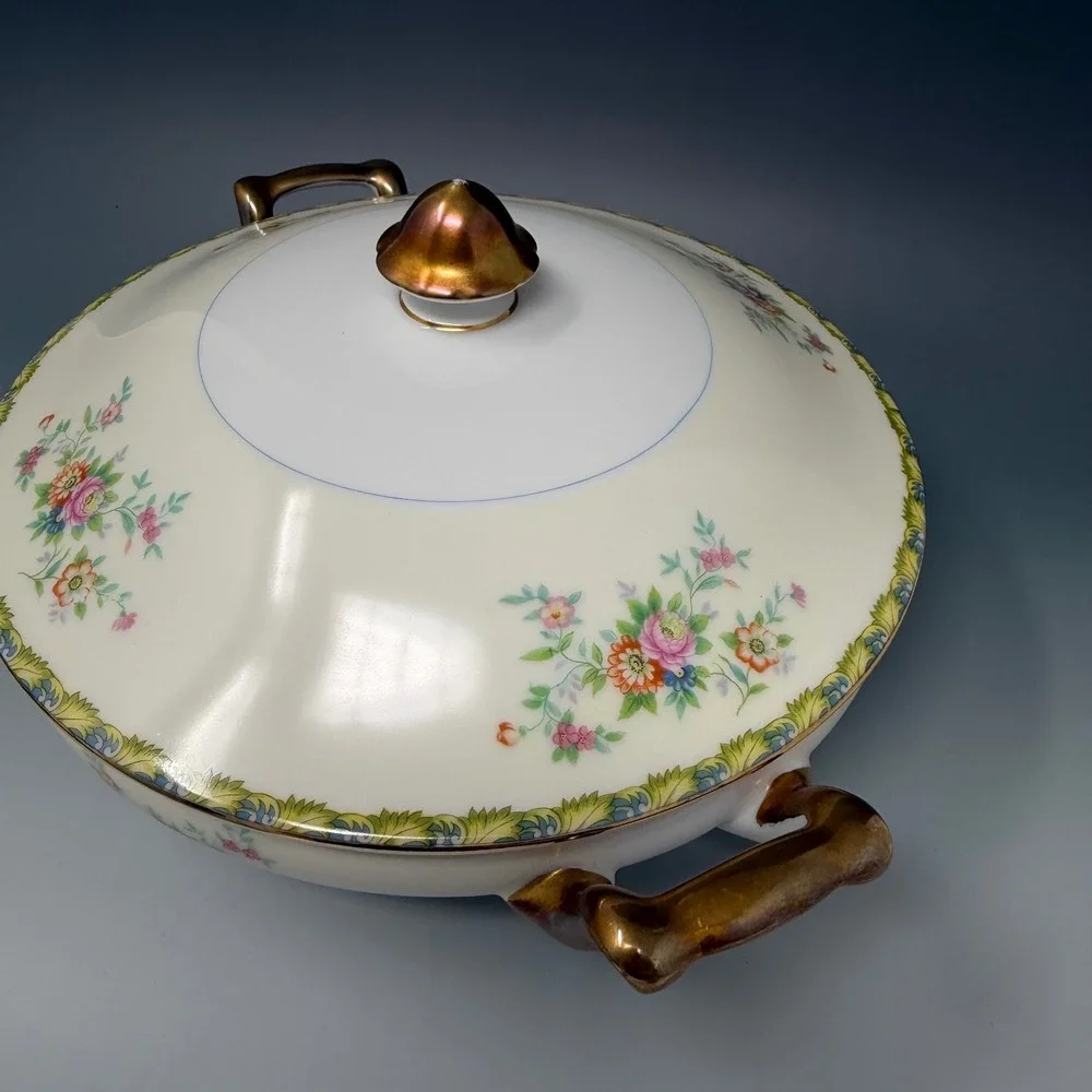 Vintage‎ Morimura Gumi Noritake Japan Hand Painted Floral Covered Casserole Dish